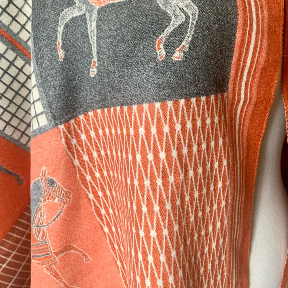 Reversible New Cashmere Western Horse Scarf Shawl Pashmina Wrap - Picture 14 of 16